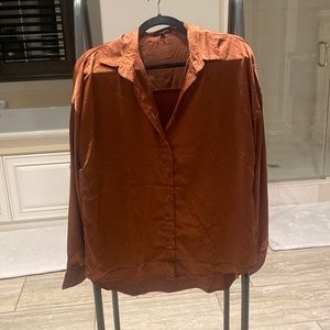 Fashion nova brown satin button up